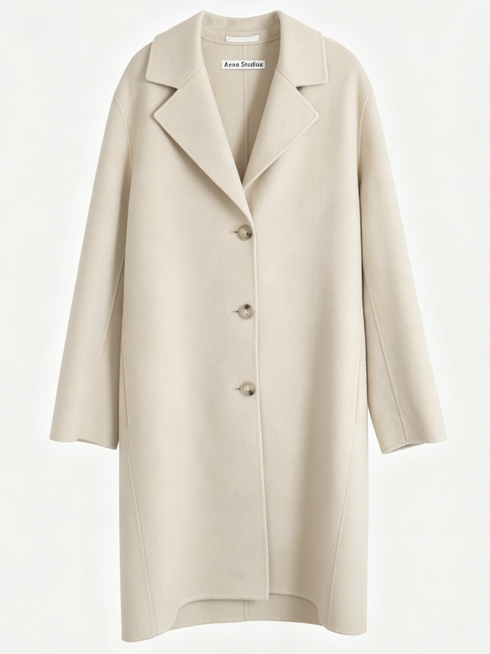 Acne Cream Single-Breasted Wool Trench Coat